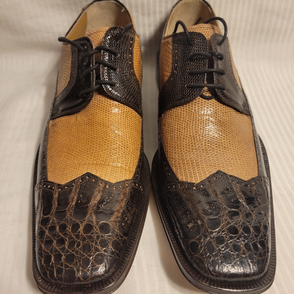 New David Eden Genuine Crocodile Lizard Taupe Men’s Shoes Size 9 W/ Defect